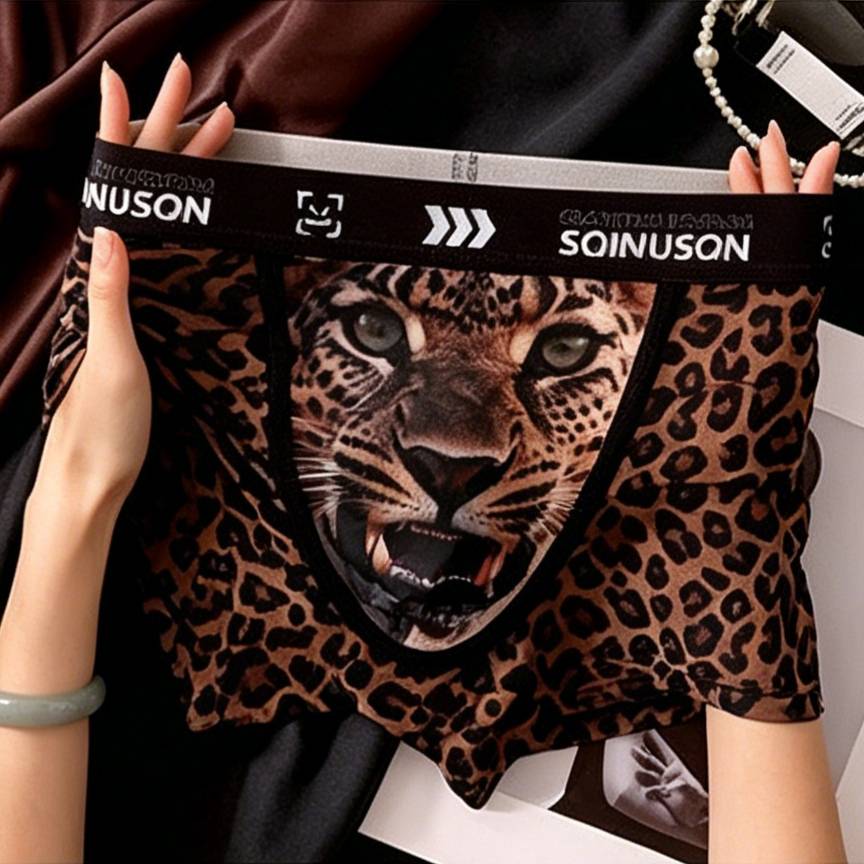 QS Sexy Leopard Print Breathable Boxer Briefs
