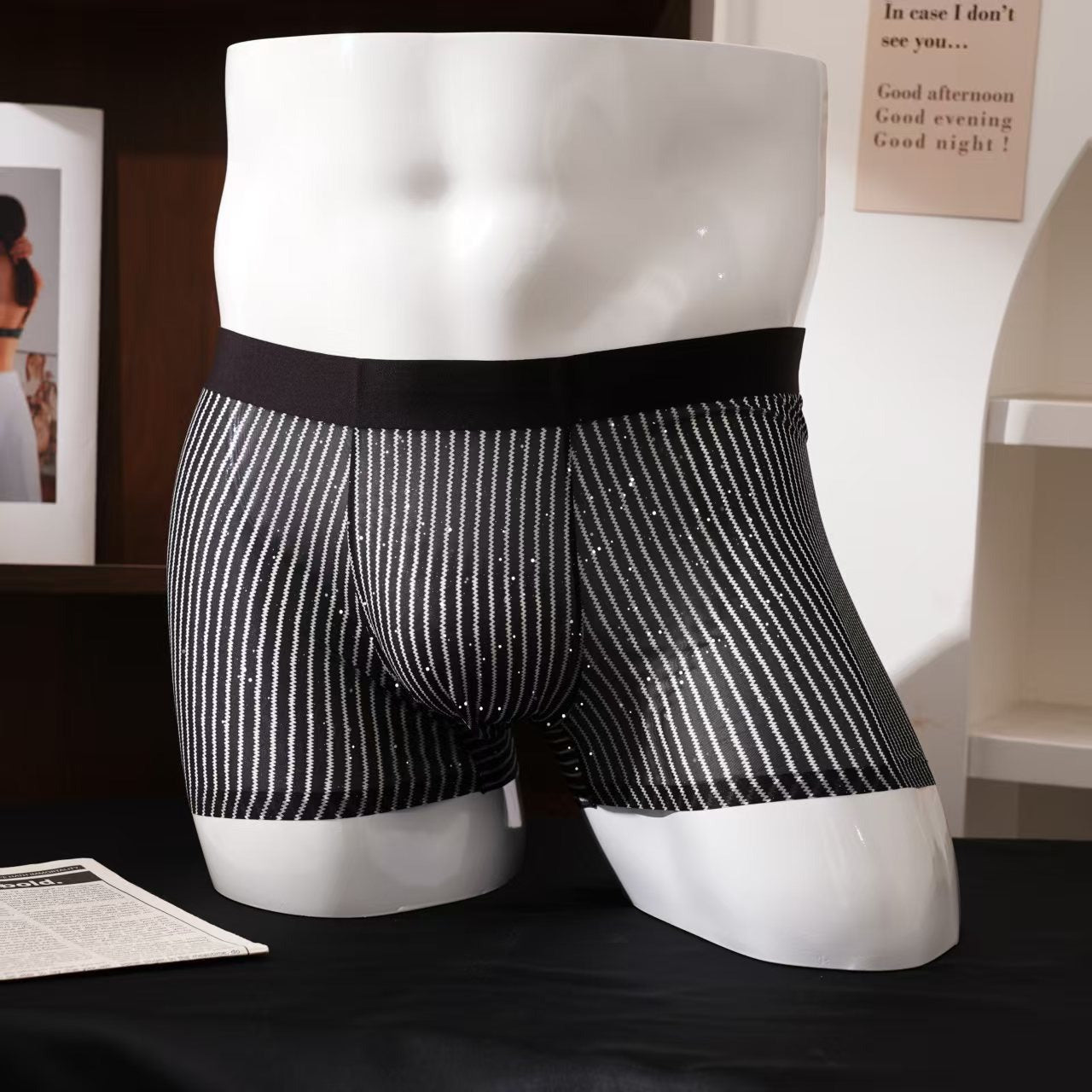 QS Sheer Breathable Printed Boxer Briefs