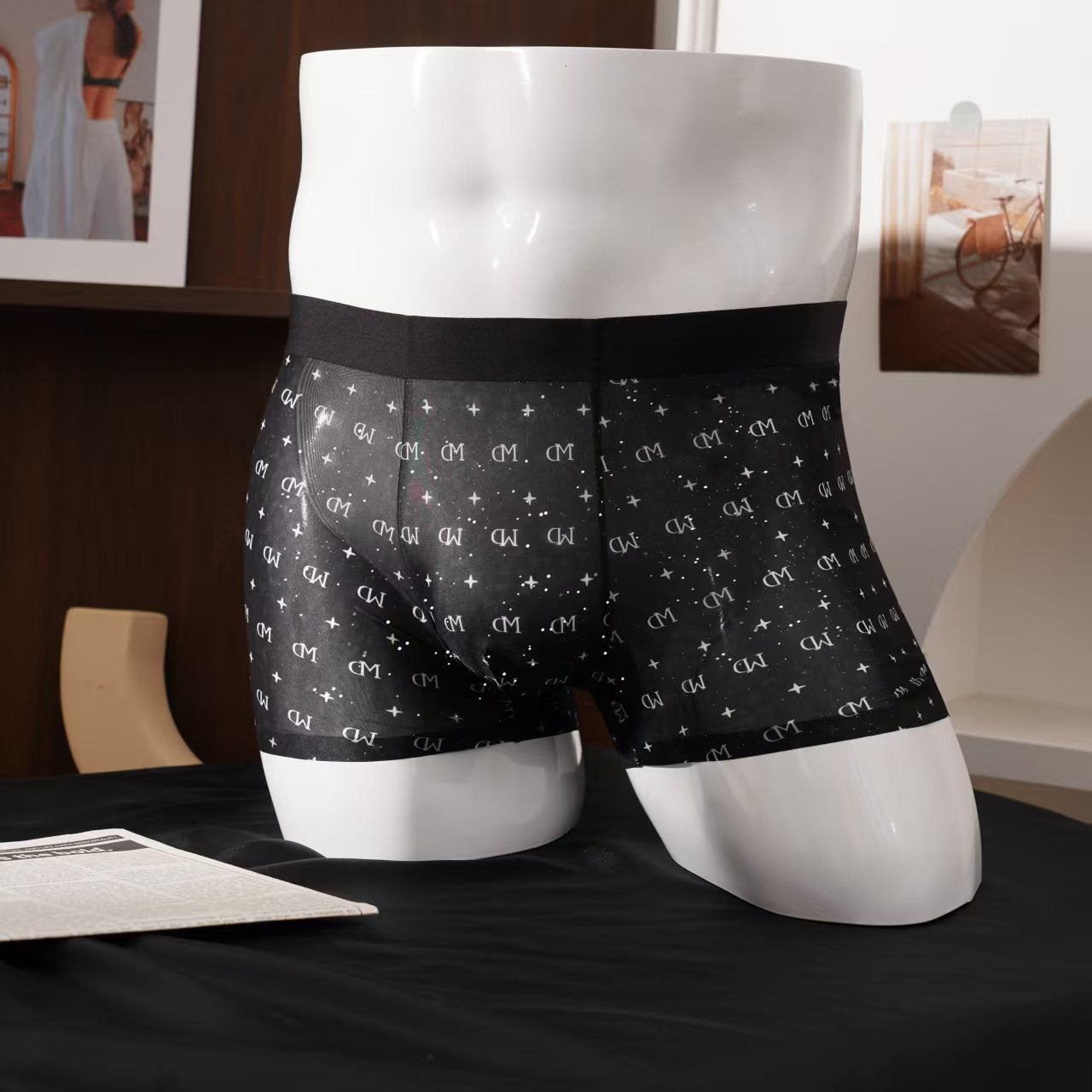 QS Sheer Breathable Printed Boxer Briefs