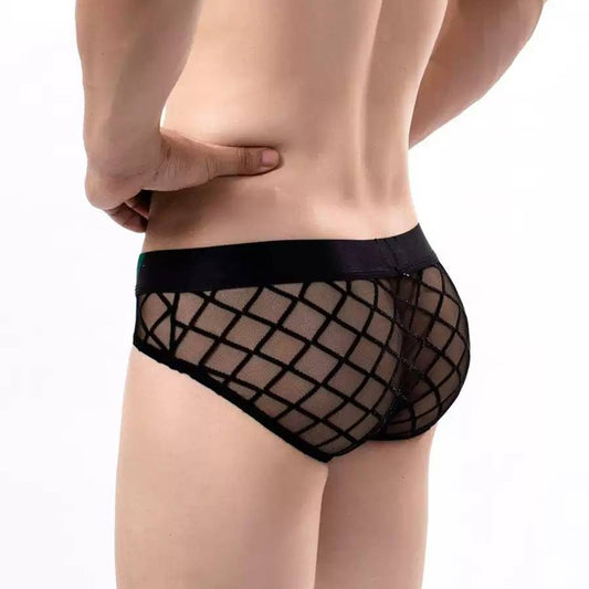 QS Sexy Sheer Cross Mesh Sports Briefs