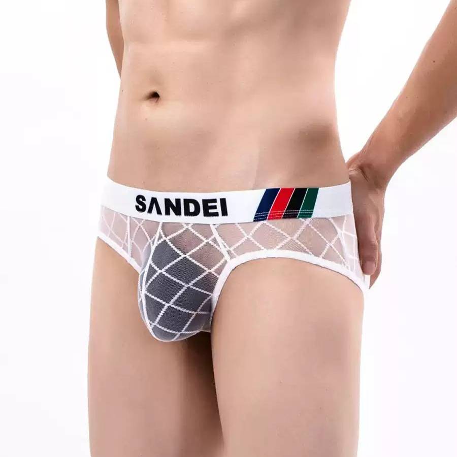 QS Sexy Sheer Cross Mesh Sports Briefs