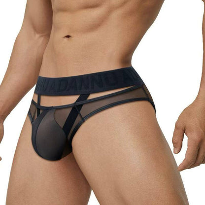 QS Transparent Mesh Openwork Suspender Briefs