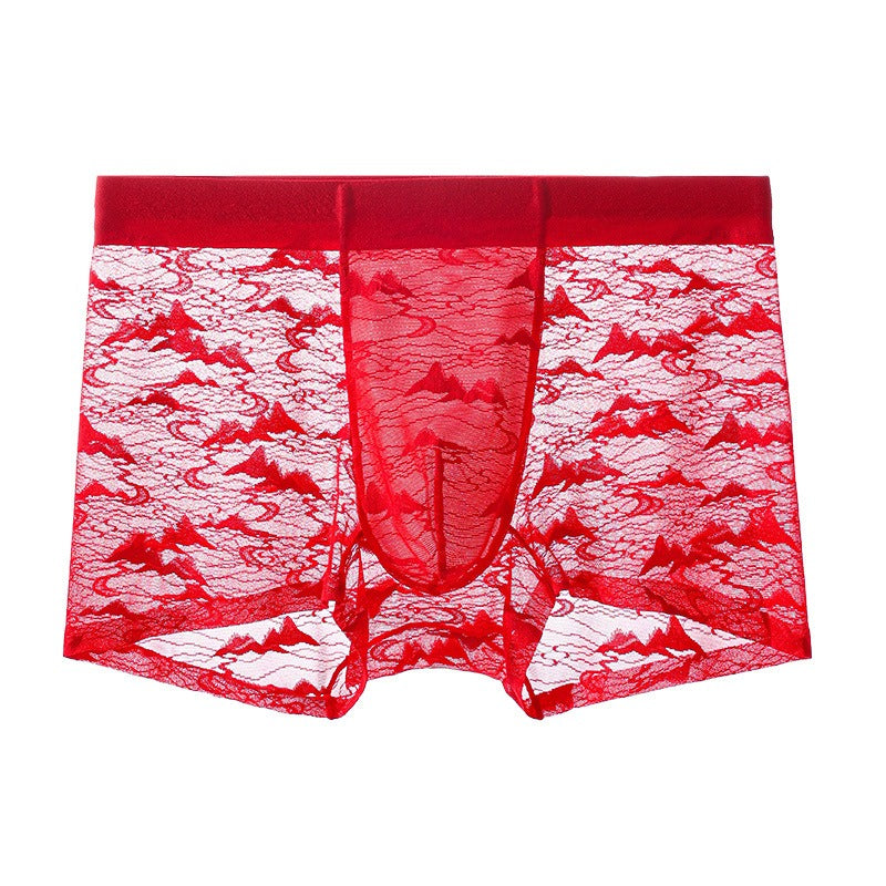 QS Sheer Jacquard Lace Breathable Boxer Briefs