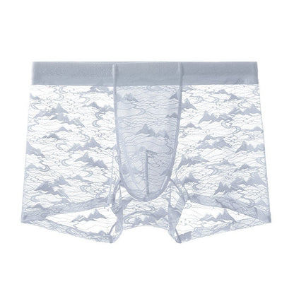 QS Sheer Jacquard Lace Breathable Boxer Briefs