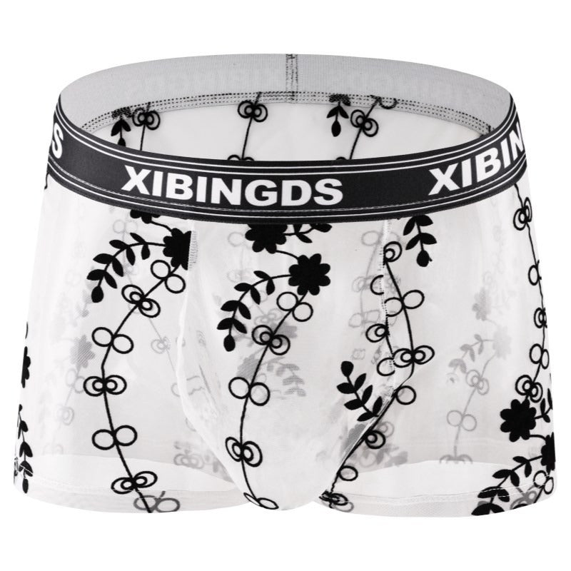 QS Sexy Sheer Mesh Lace Boxer Briefs