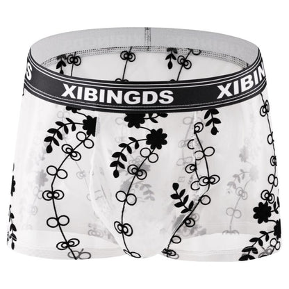 QS Sexy Sheer Mesh Lace Boxer Briefs