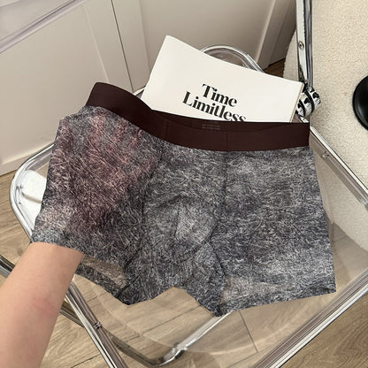 QS Ultra-thin Transparent Rhinestone Ice Silk Boxer Briefs