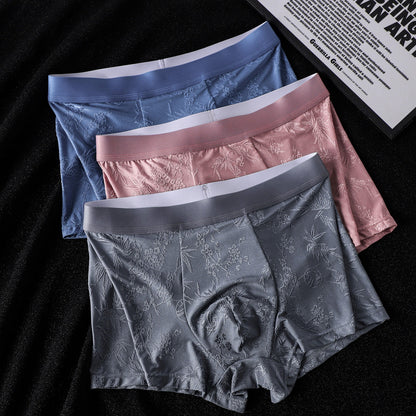 QS Cooling Embossed Ice Silk Breathable Boxer Briefs