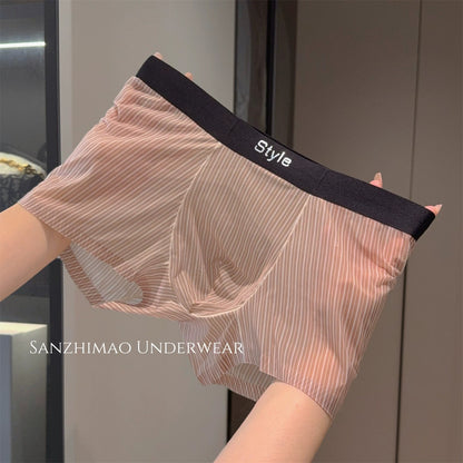 QS Sexy Transparent Striped Breathable Boxer Briefs