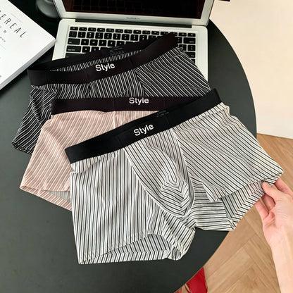 QS Sexy Transparent Striped Breathable Boxer Briefs