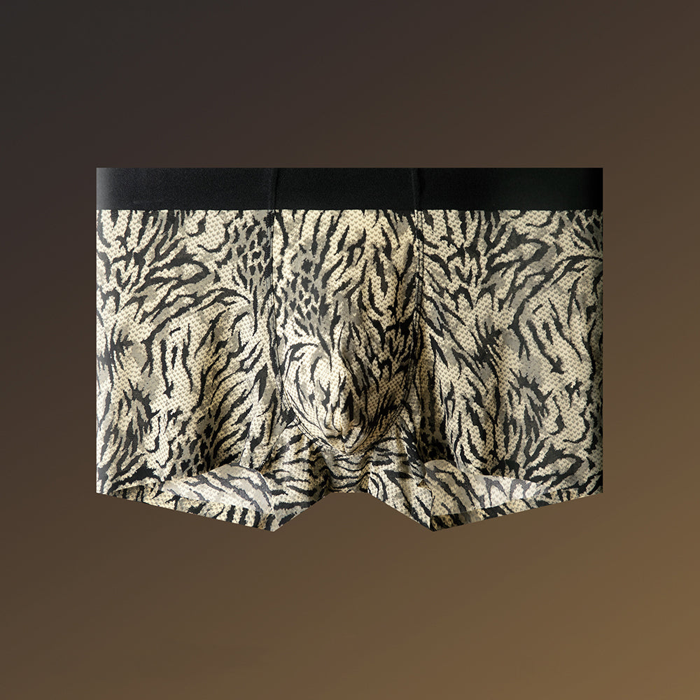 Wild Animal Texture Solid Waist Mesh Boxer Briefs