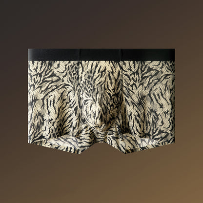 Wild Animal Texture Solid Waist Mesh Boxer Briefs