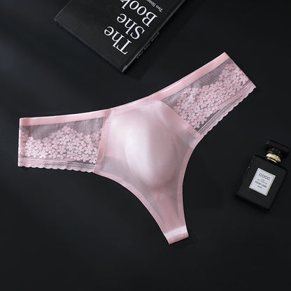 ZD Satin Lace Patchwork Thong