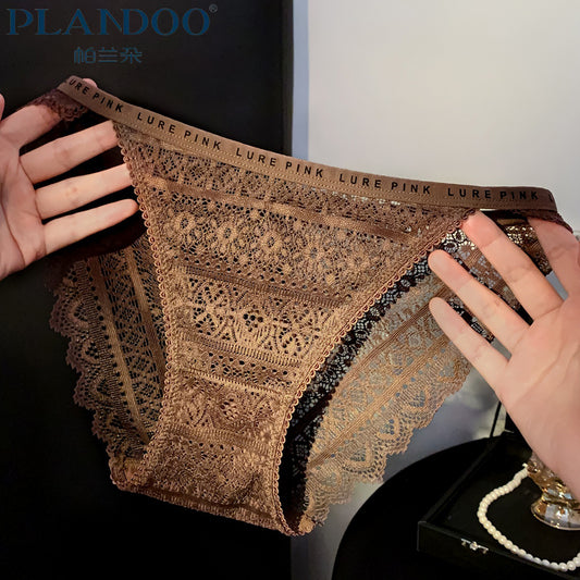 Geometric Lace Sheer Mid-Rise Briefs