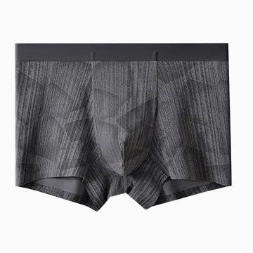 Vertical Stripe Ice Silk Seamless Pouch Boxer Briefs