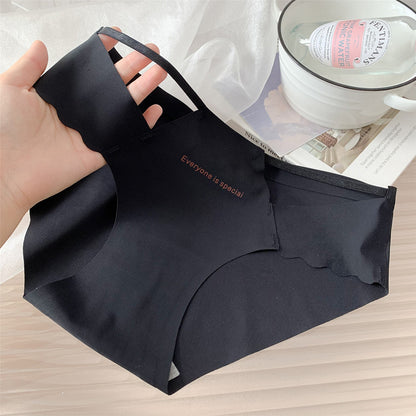 Slogan Print Seamless Low-Rise Briefs