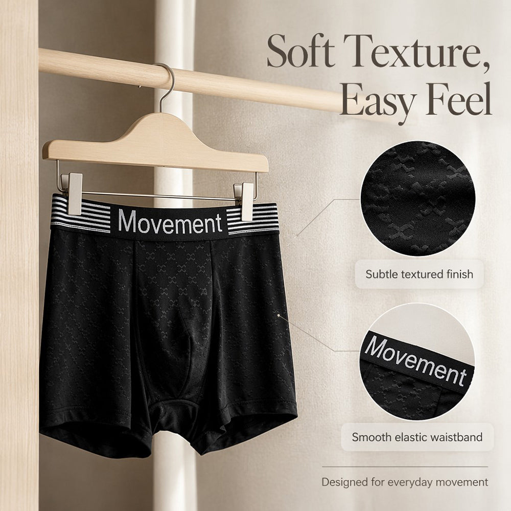 Hidden Rhombus Jacquard Letter Rib Waist Ice Silk Boxer Briefs