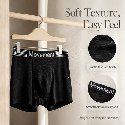 Hidden Rhombus Jacquard Letter Rib Waist Ice Silk Boxer Briefs