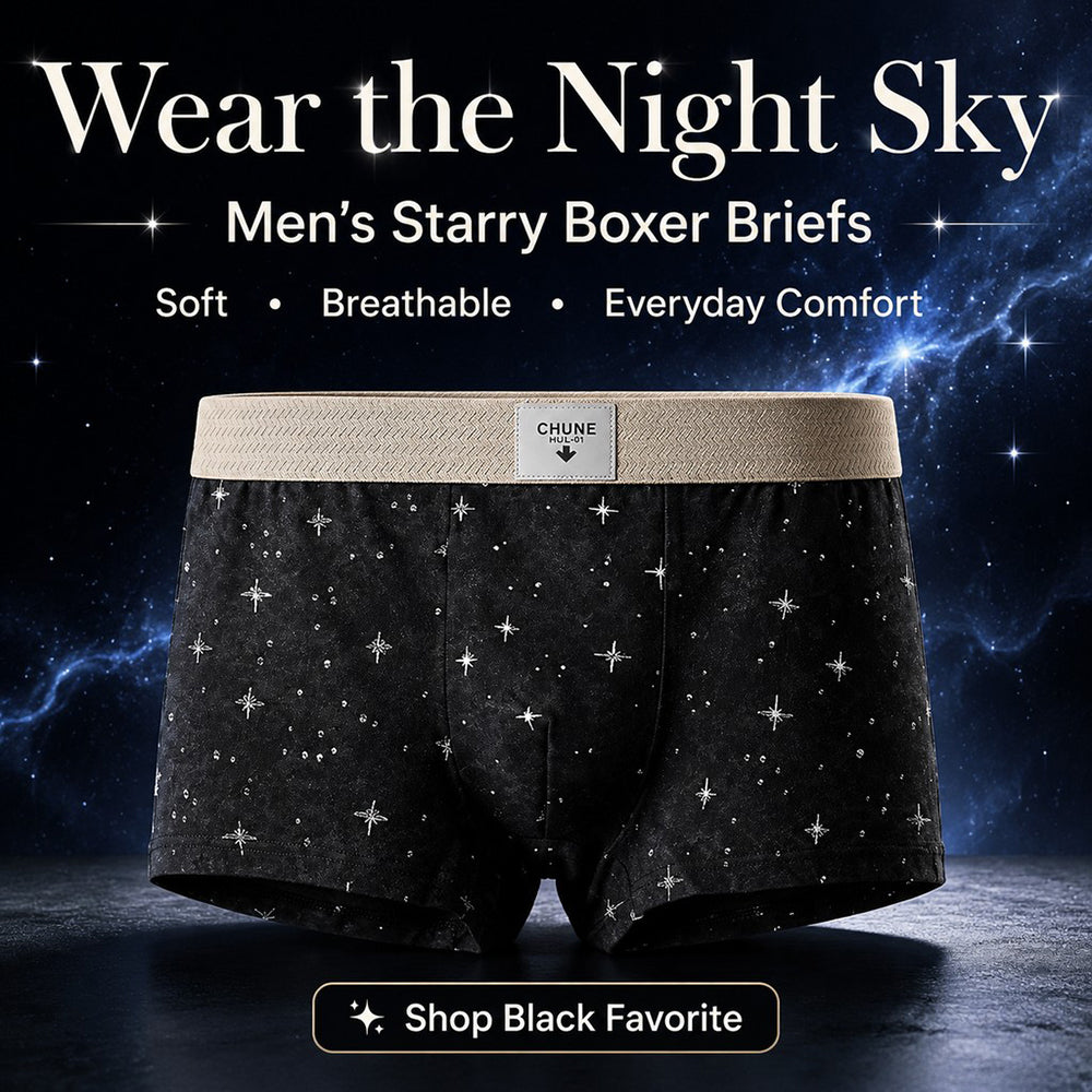Star Dot Print Herringbone Woven Waistband Boxer Briefs