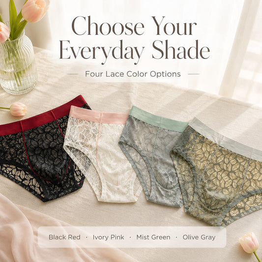 Leaf Hollow Mesh Contrast Edge Waist Boxer Briefs