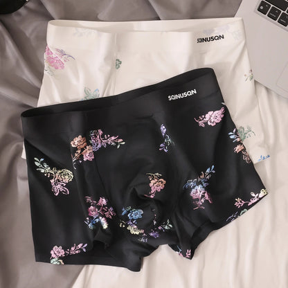 Watercolor Floral All-Print Seamless Ice-Silk Boxer Briefs
