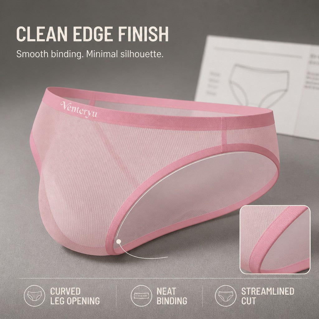 Thin Vertical Texture Stretch Breathable Low-Rise Men's Briefs