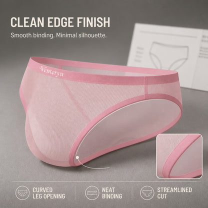 Thin Vertical Texture Stretch Breathable Low-Rise Men's Briefs