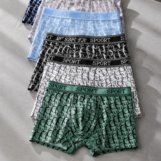 All-Over Repeating Letter Print Sport Waistband Boxer Briefs