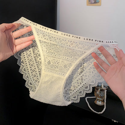 Geometric Lace Sheer Mid-Rise Briefs