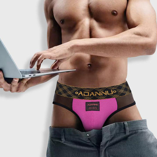 Luxury Ribbed Cotton Pouch Transparent briefs