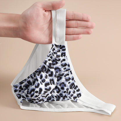 Leopard print transparent butt-covering briefs