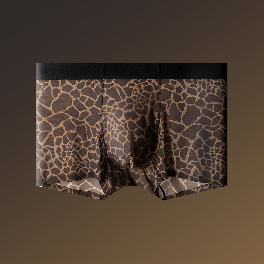 Wild Animal Texture Solid Waist Mesh Boxer Briefs