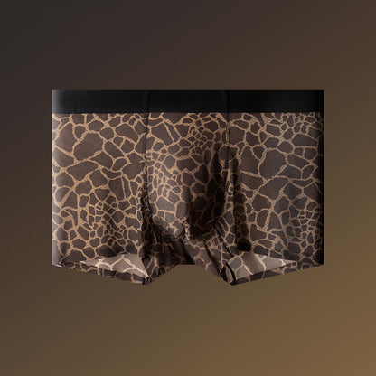 Wild Animal Texture Solid Waist Mesh Boxer Briefs