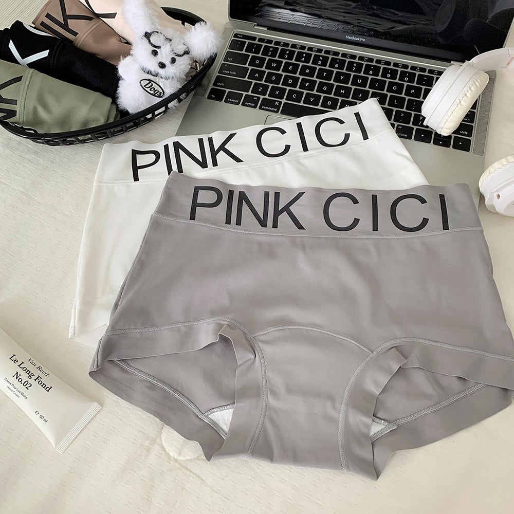 Letter Waistband Seamless Mid-Rise Boyshorts