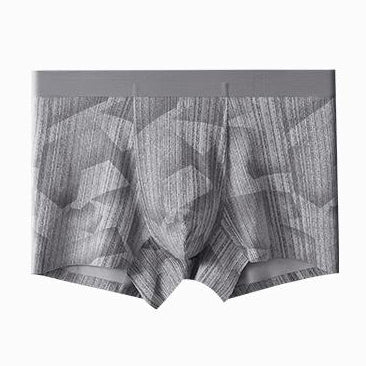 Vertical Stripe Ice Silk Seamless Pouch Boxer Briefs