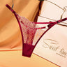 Crisscross Strap Rose Embroidery Hollow Sheer Thong