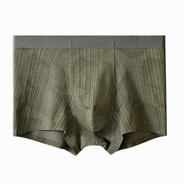 Vertical Stripe Ice Silk Seamless Pouch Boxer Briefs