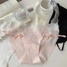 Bow & Lace Trim Seamless Low-Rise Briefs