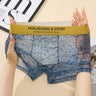 Gold-painted leopard print transparent breathable boxer briefs