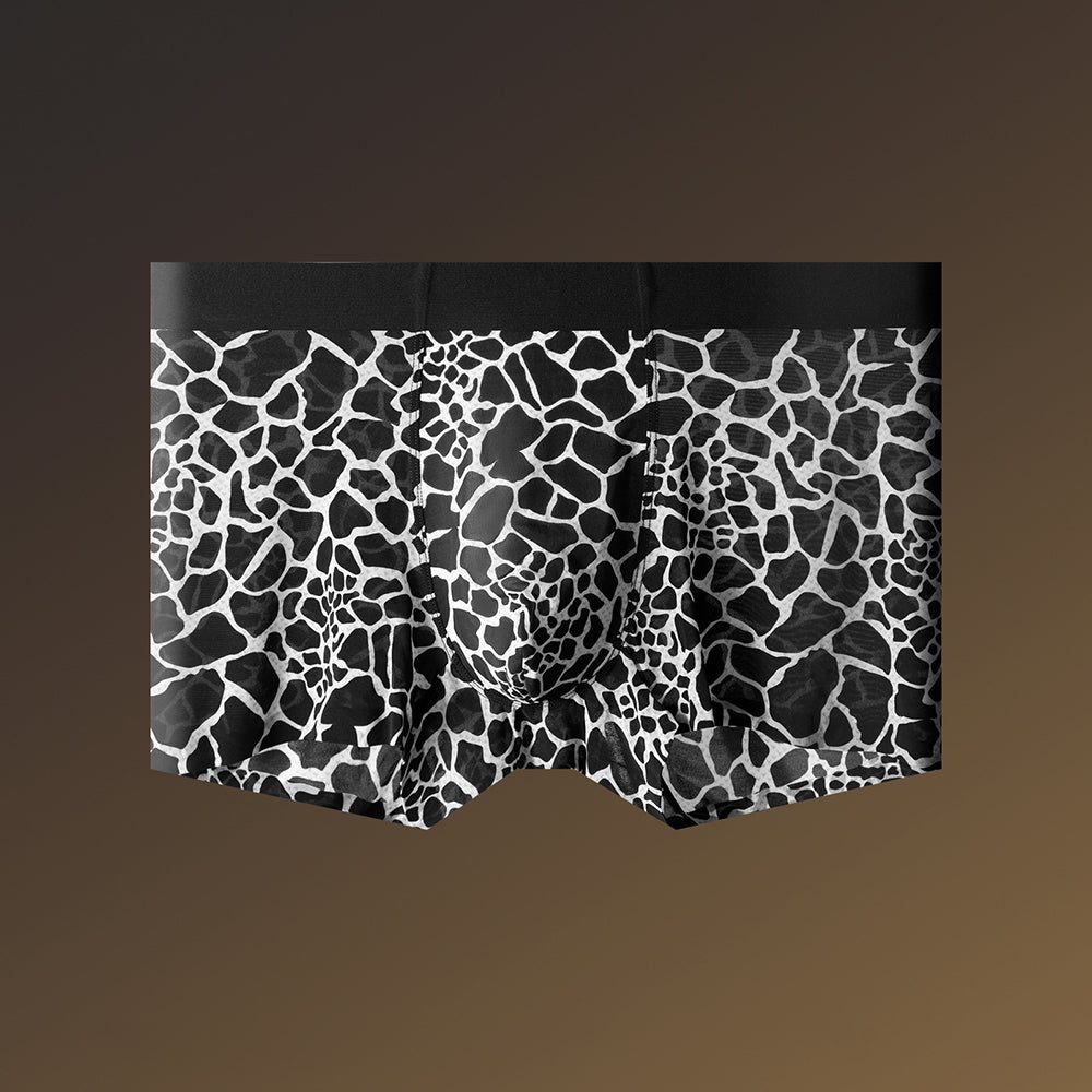Wild Animal Texture Solid Waist Mesh Boxer Briefs