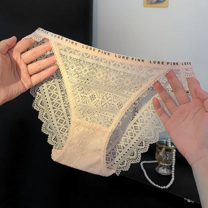 Geometric Lace Sheer Mid-Rise Briefs