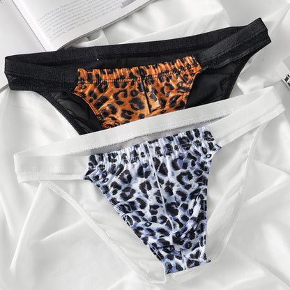 Leopard print transparent butt-covering briefs