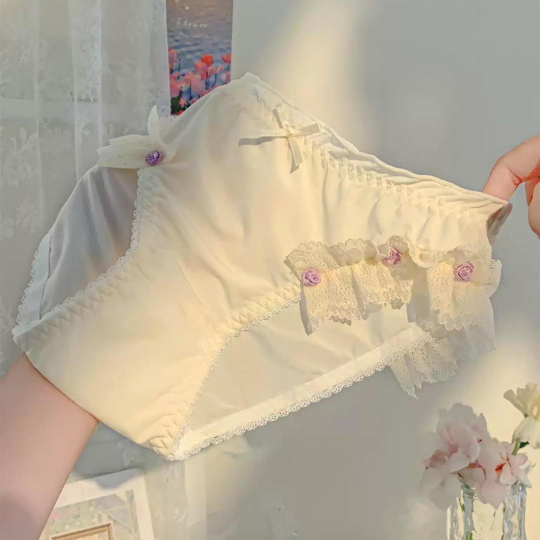 QS Rose Lace Trim Briefs (4 Packs)