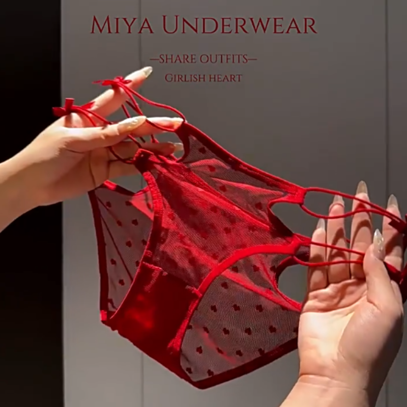 QS Openwork Bow Strap Lace Panties (4 Packs)