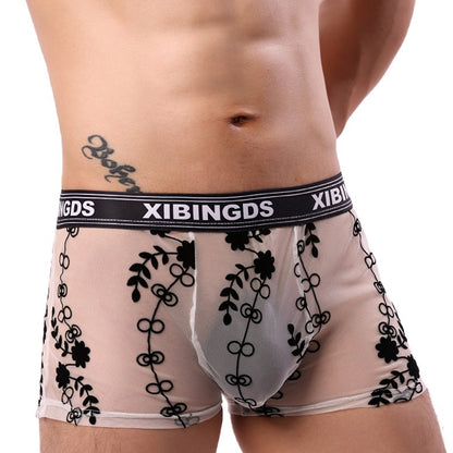 QS Sexy Sheer Mesh Lace Boxer Briefs