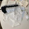 Bow & Lace Trim Seamless Low-Rise Briefs