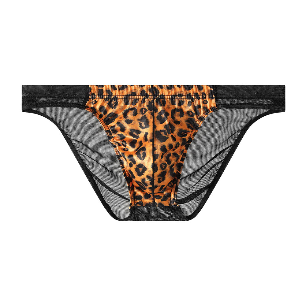 Leopard print transparent butt-covering briefs
