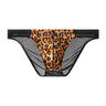Leopard print transparent butt-covering briefs