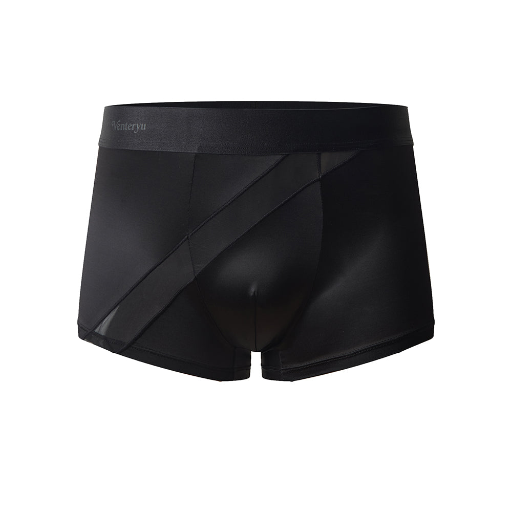 Diagonal Mesh Splicing Ice Silk 3D Pouch Boxer Briefs