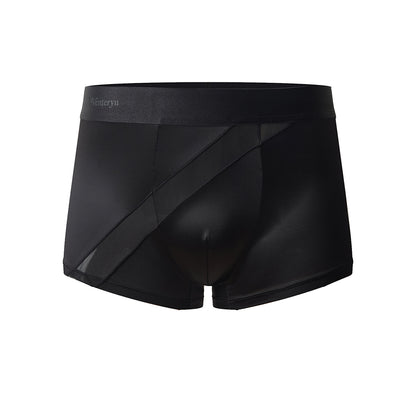 Diagonal Mesh Splicing Ice Silk 3D Pouch Boxer Briefs